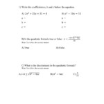 2 6 The Quadratic Formula And The Discriminant Worksheet