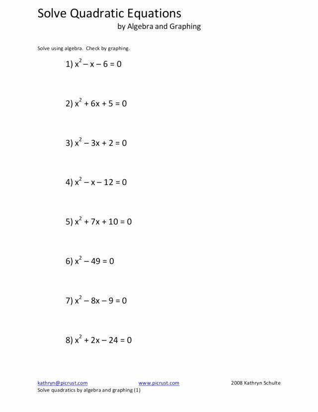 6 3 Skills Practice Solving Quadratic Equations By Factoring Answers 