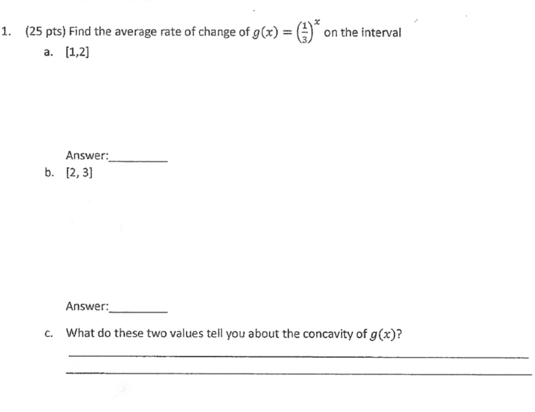 quadratic average rate of change worksheet answers