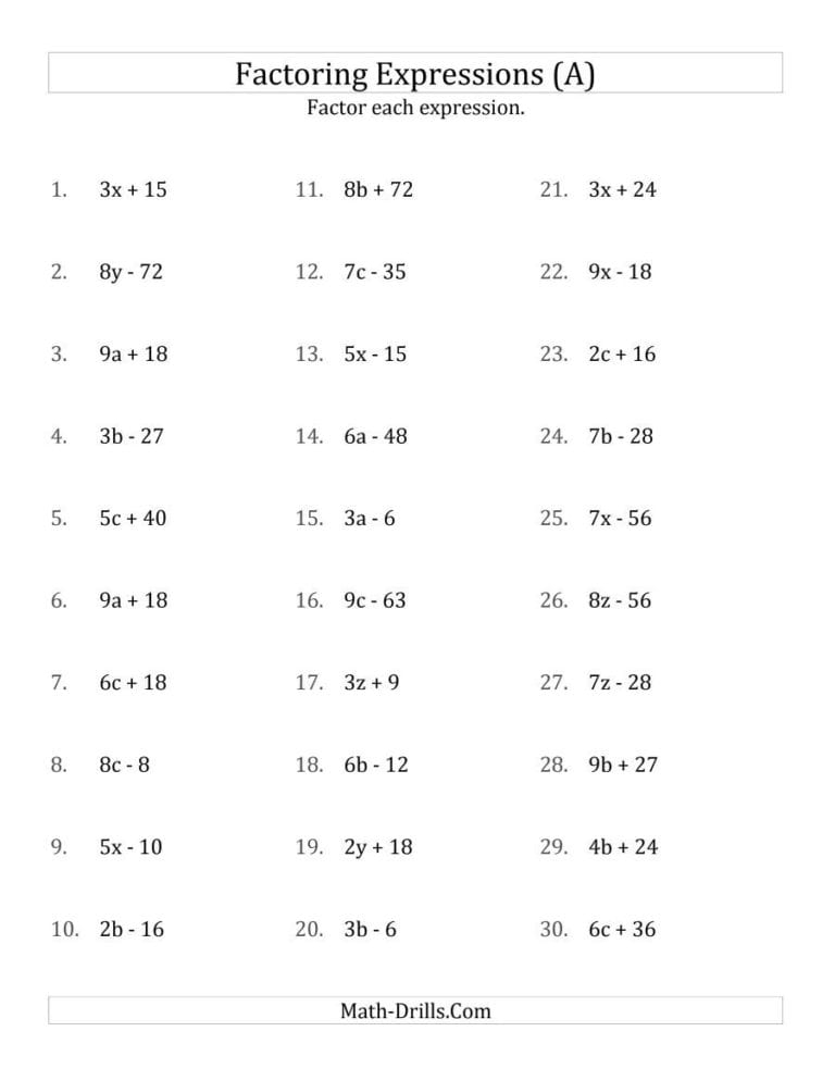 Factoring Quadratic Trinomials Worksheet Db excel