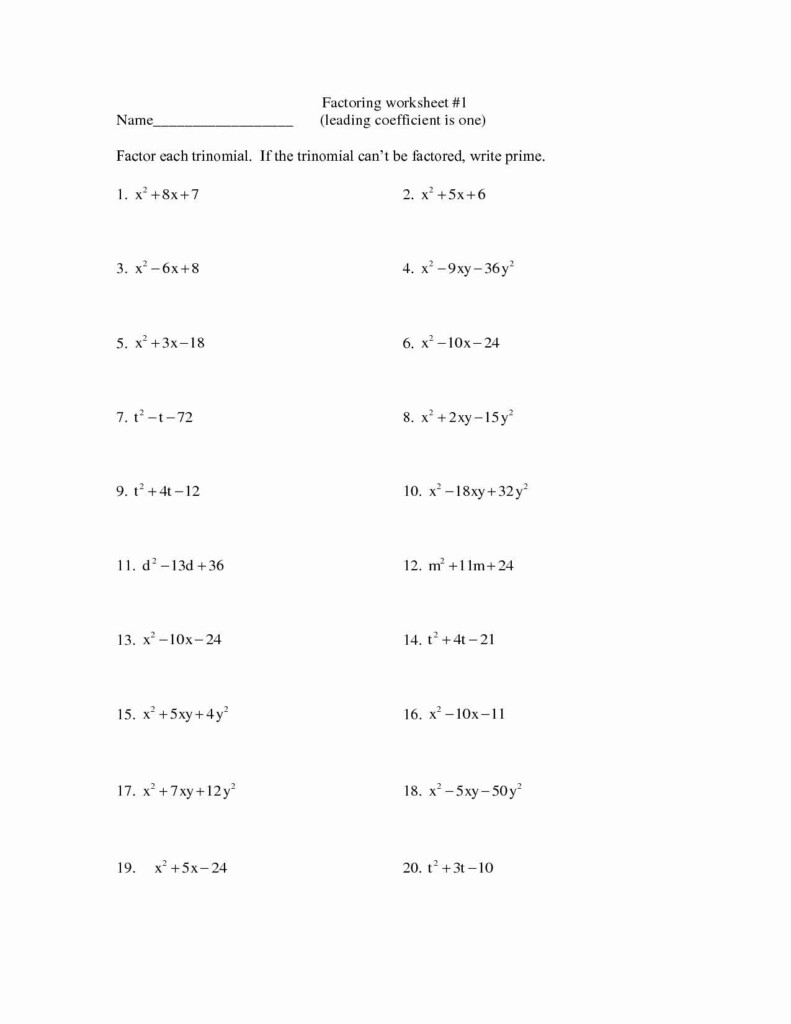 Factoring Quadratics Worksheet Algebra 2 29 Solving Quadratic 