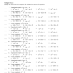 Grade 10 Practice Factoring And Quadratic Equations