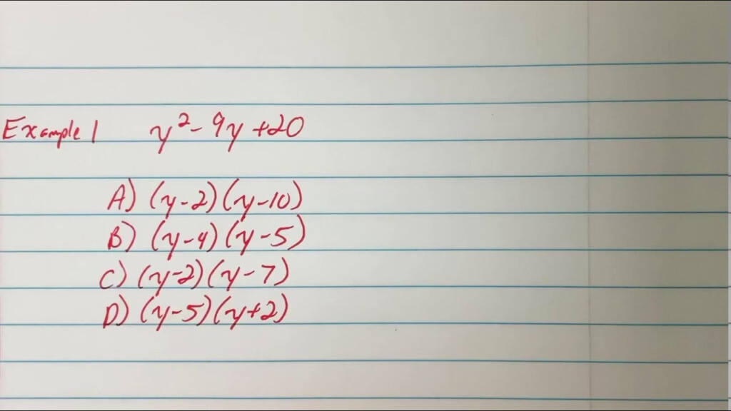 How To Solve Factoring Quadratics Given Multiple Choice Example 1 