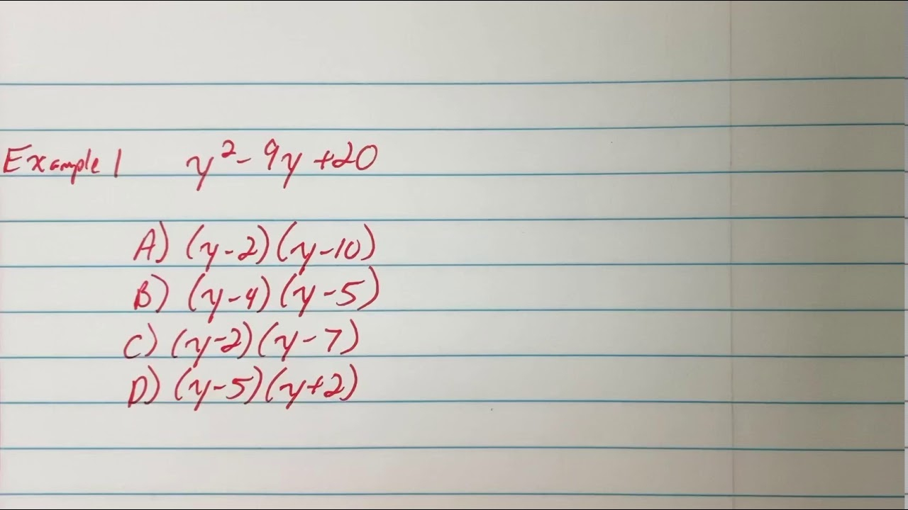 How To Solve Factoring Quadratics Given Multiple Choice Example 1 