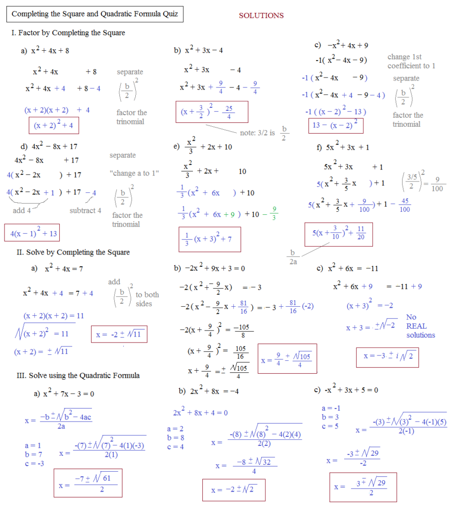 Math Plane Completing The Square Quadratic Formula