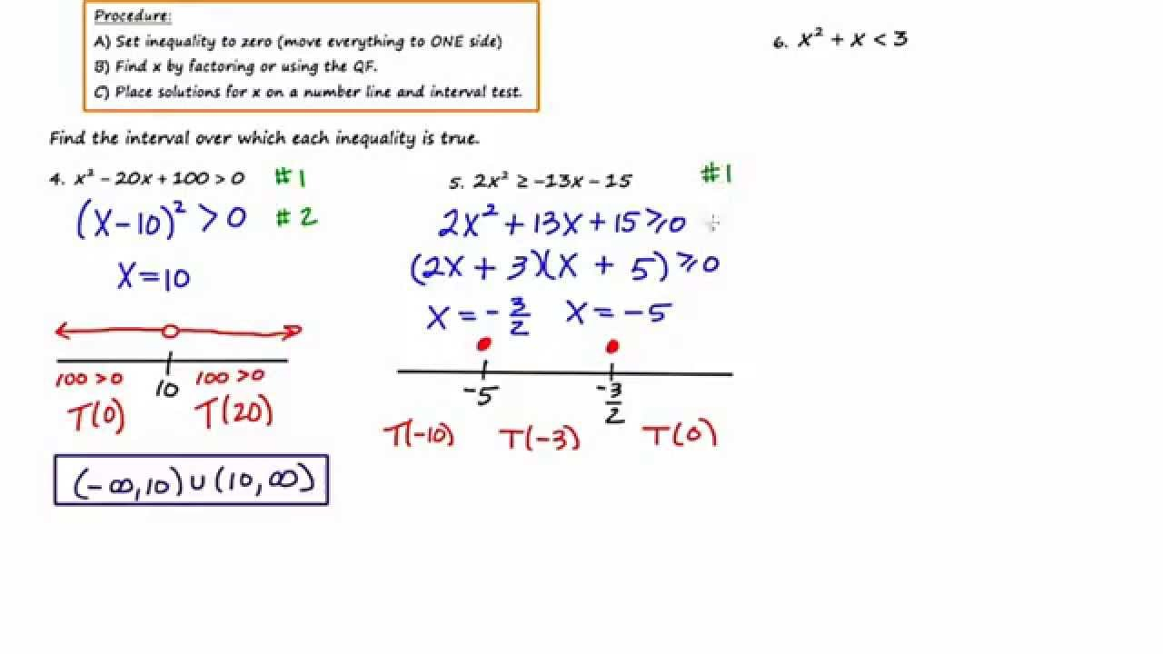 MathCamp321 Algebra 2 Solving Quadratic Inequalities Part 2 YouTube MathCamp321 Algebra 2 Solving Quadratic Inequalities part 2 YouTube