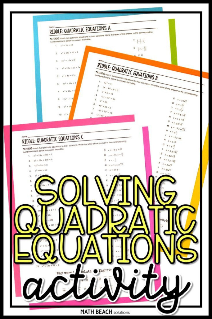 Pin By Math Beach Solutions On Algebra Resources Solving Quadratic 