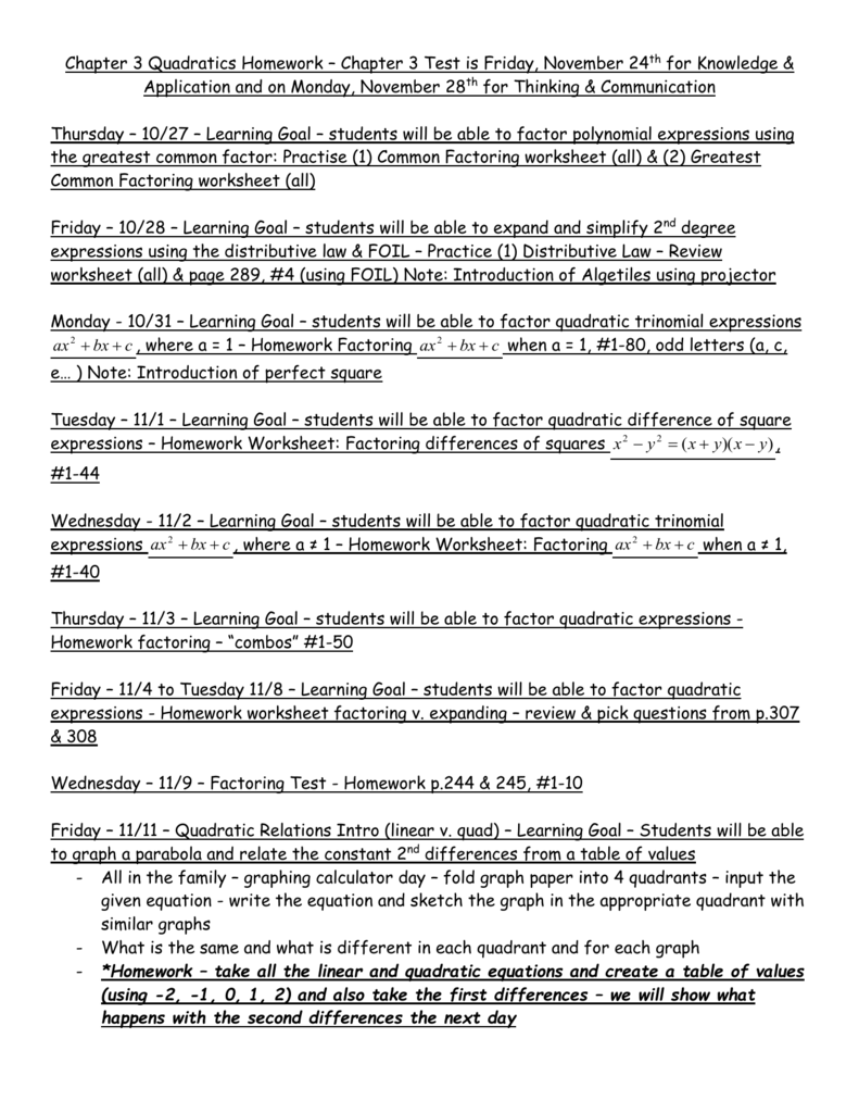 Quadratics Review Worksheet Free Download Multiplication Worksheet