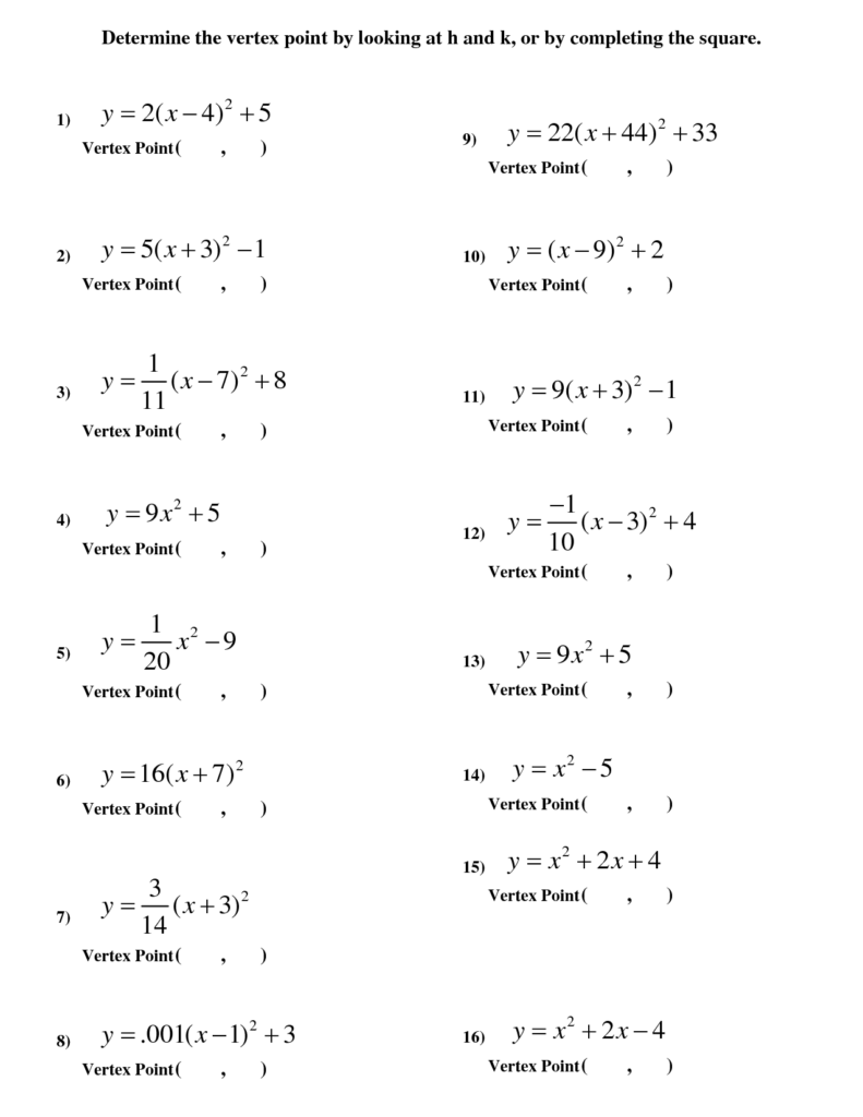 17 Standard To Vertex Form Worksheet Worksheeto