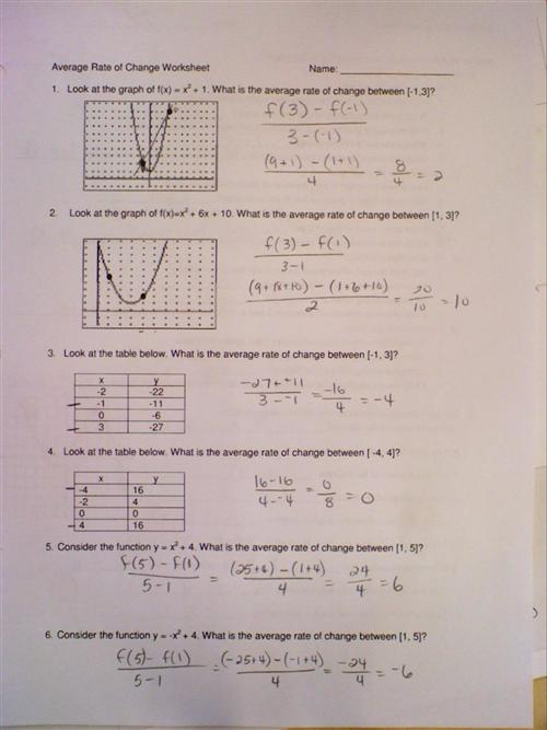 Average Rate Of Change Worksheet With Answers Promotiontablecovers Average Rate Of Change Worksheet With Answers Promotiontablecovers