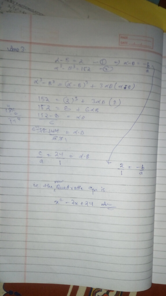 If The Difference Of The Roots Of The Quadratic Equations Is 3 And 