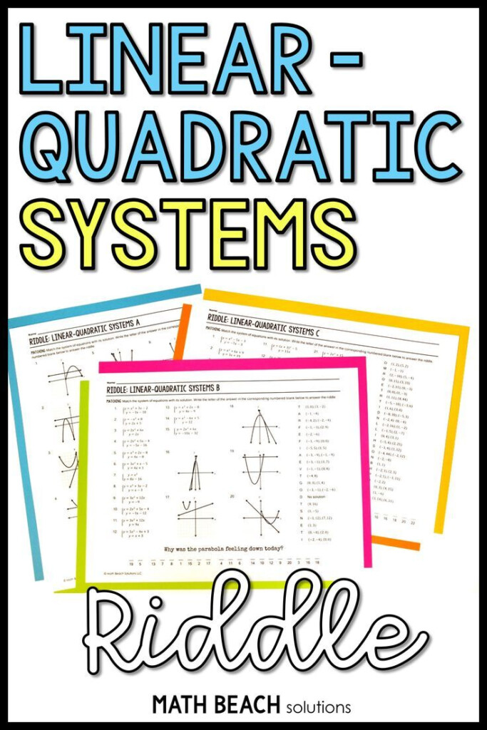 Linear Quadratic Systems Worksheet 1 Worksheet