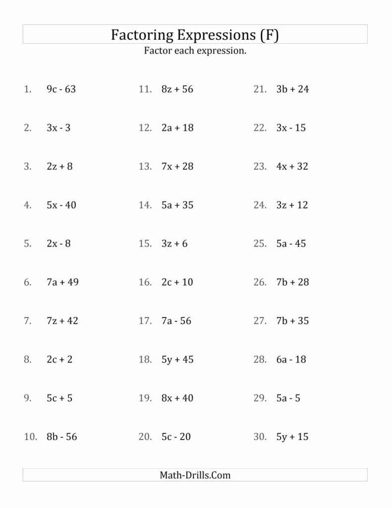 Quadratic Equation Factoring Worksheet With Answers Worksheetpedia
