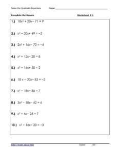 finding the discriminant of a quadratic equation worksheet