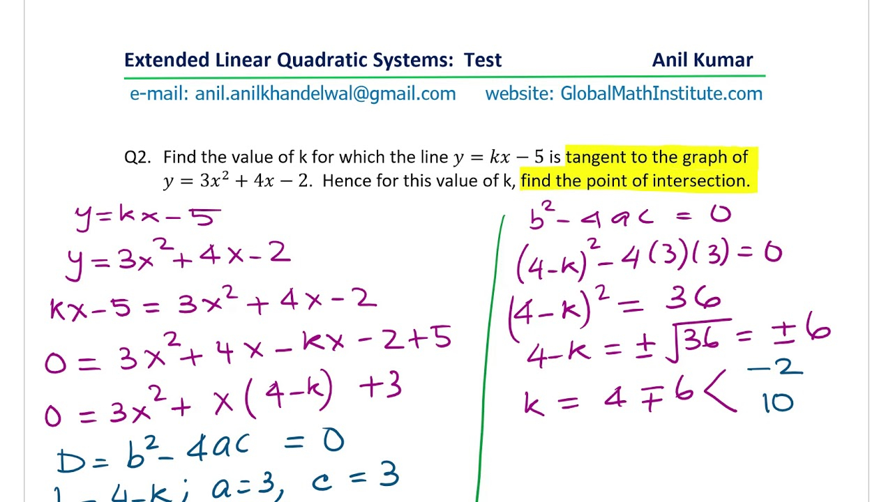 Quadratic Systems Worksheet Free Download Qstion co