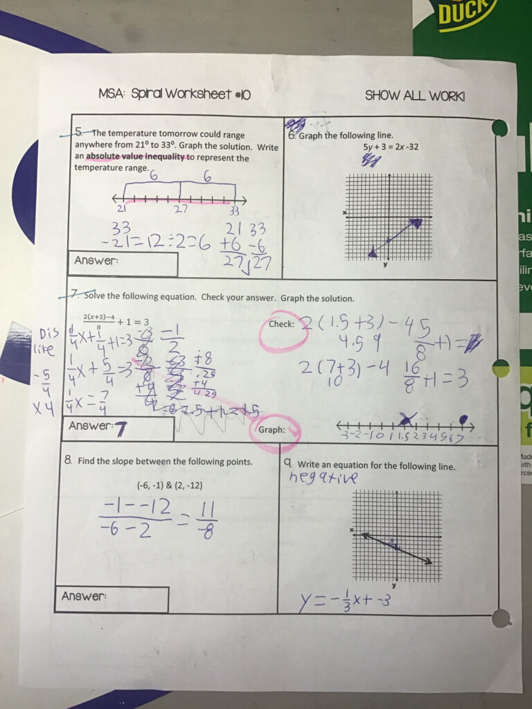 Spiral Worksheet 10 Page 2 1 21 20 Graphing Quadratics Scientific 