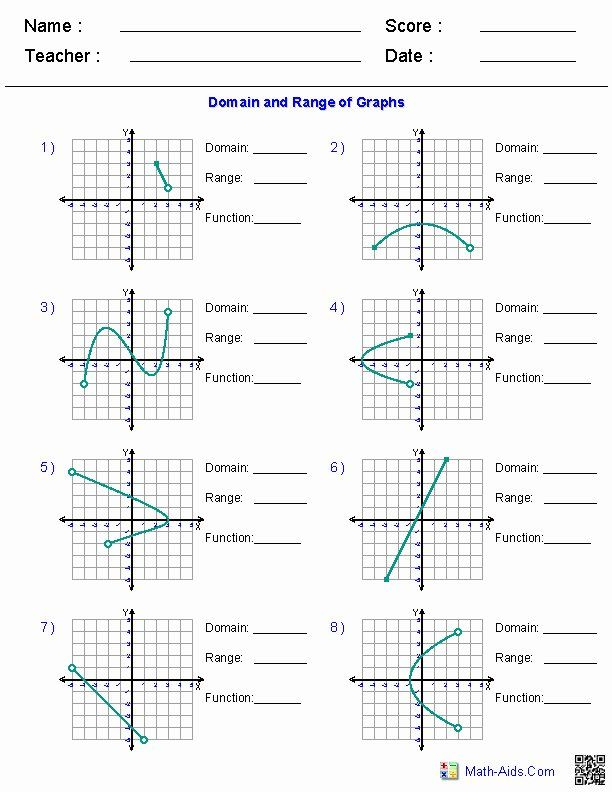 Domain And Range Of Quadratic Functions Worksheet Function Worksheets