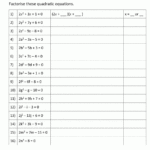 Factoring Quadratic Equations