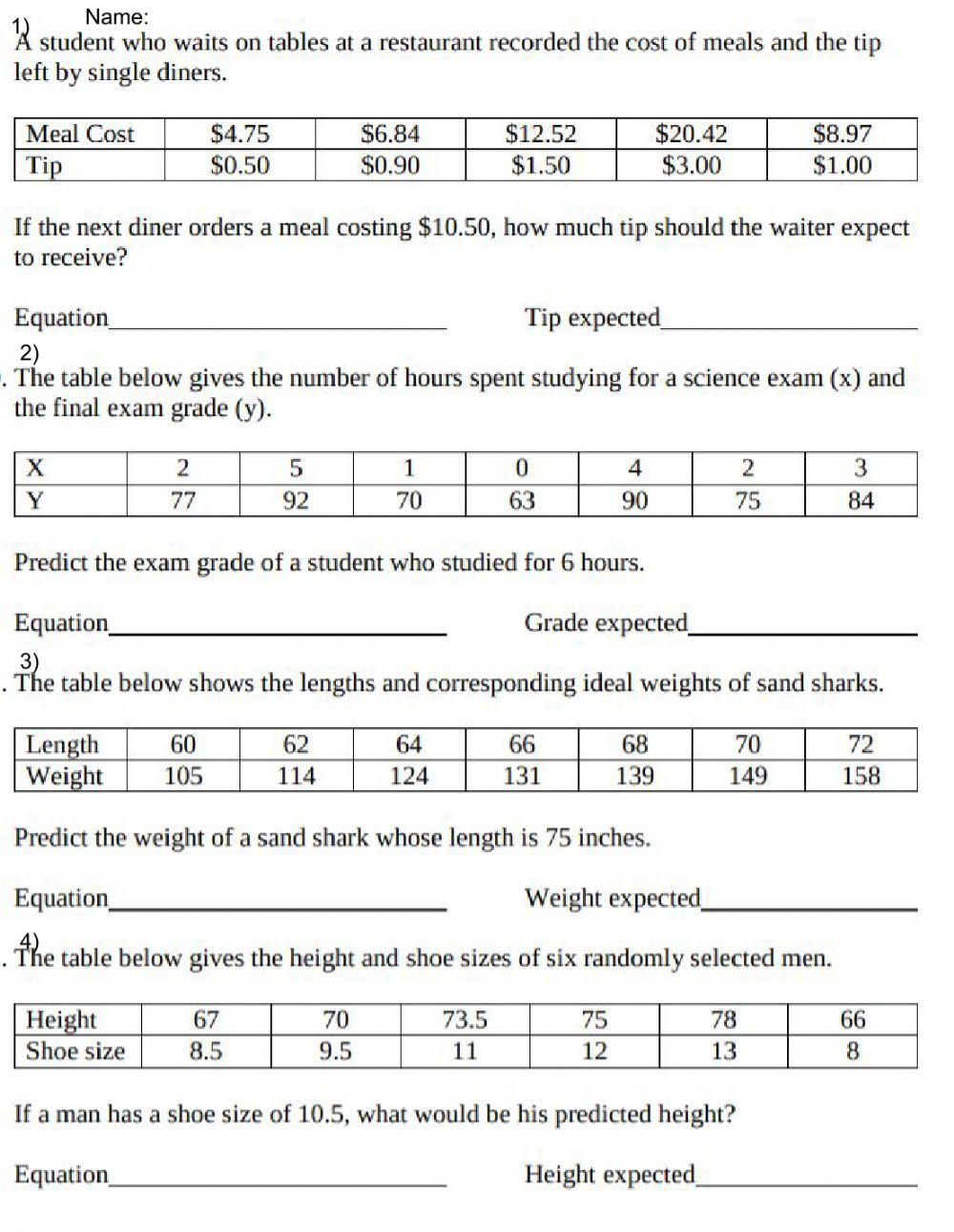 quadratic-regression-worksheet