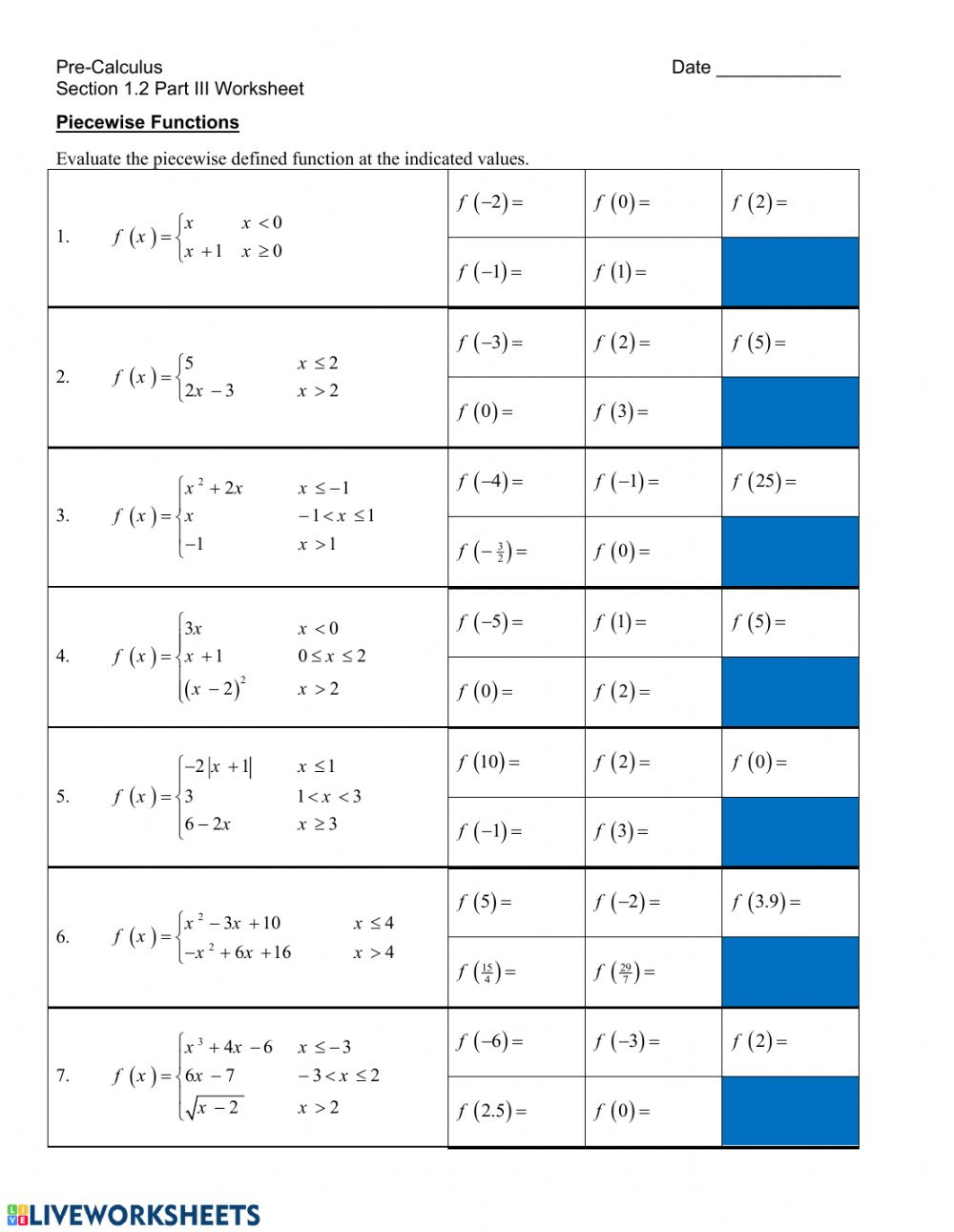 Piecewise Functions Worksheet With Answers Piecewise Functions Worksheet With Answers