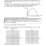 Properties Of The Graph Of A Quadratic Function Worksheet Printable Pdf