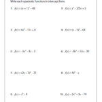 Quadratic Function Worksheets