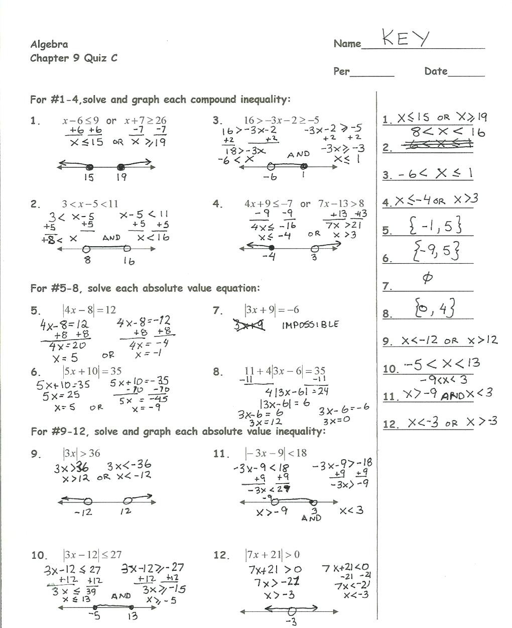 Quadratic Functions Worksheet With Answers Quadratic Functions Worksheet With Answers