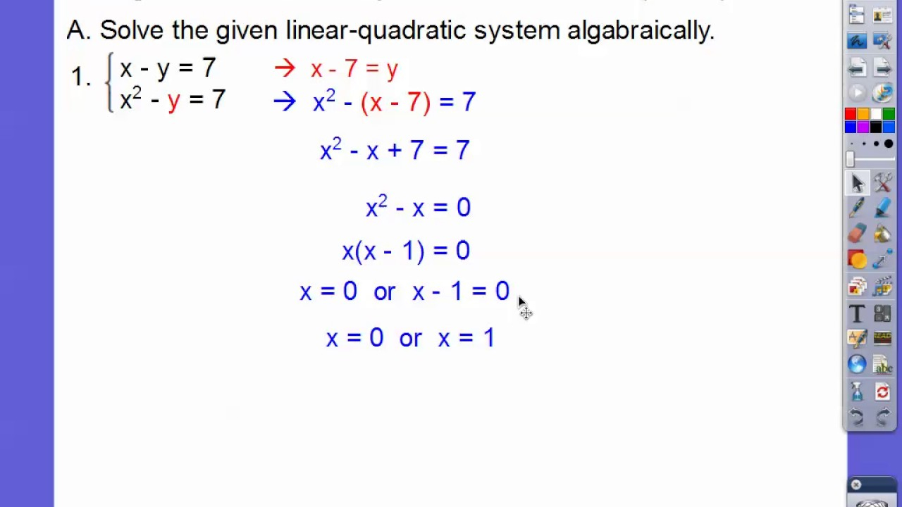 Solving Linear Quadratic Systems Module 12 3 Part 2 YouTube Solving Linear Quadratic Systems Module 12 3 Part 2 YouTube